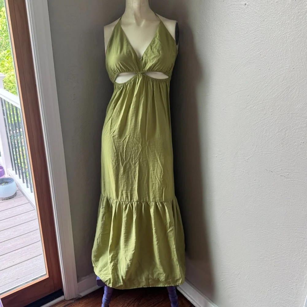 Abercrombie and Fitch lime green maxi spaghetti strap maxi dress nwot